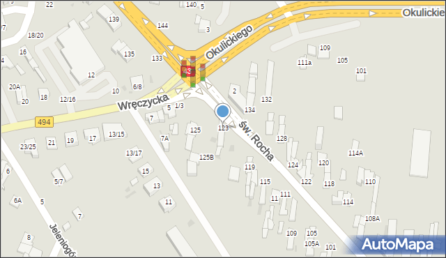 Częstochowa, św. Rocha, 123, mapa Częstochowy