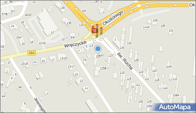 Częstochowa, św. Rocha, 125, mapa Częstochowy