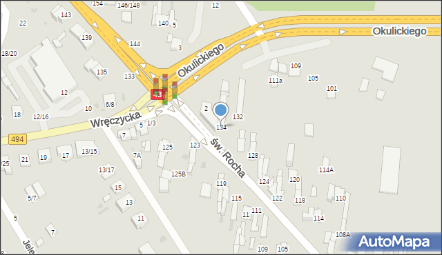 Częstochowa, św. Rocha, 134, mapa Częstochowy