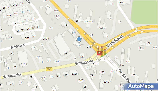 Częstochowa, św. Rocha, 135, mapa Częstochowy