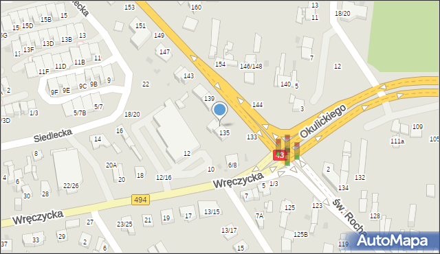 Częstochowa, św. Rocha, 137, mapa Częstochowy