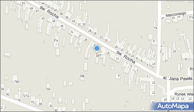 Częstochowa, św. Rocha, 19, mapa Częstochowy