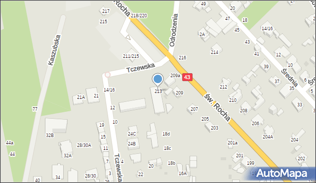 Częstochowa, św. Rocha, 213, mapa Częstochowy
