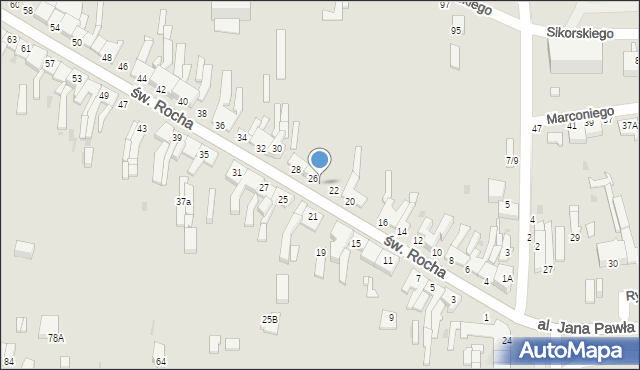 Częstochowa, św. Rocha, 24, mapa Częstochowy