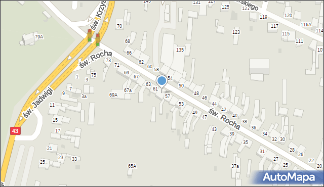 Częstochowa, św. Rocha, 59, mapa Częstochowy