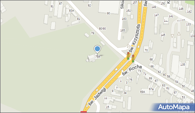 Częstochowa, św. Rocha, 79A, mapa Częstochowy