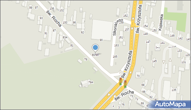 Częstochowa, św. Rocha, 80/90, mapa Częstochowy