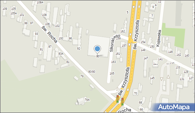 Częstochowa, św. Rocha, 90, mapa Częstochowy