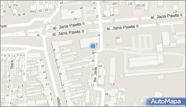 Częstochowa, św. Jana, 29, mapa Częstochowy