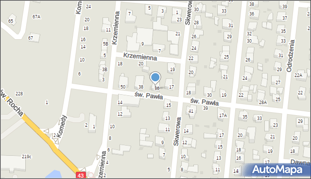 Częstochowa, św. Pawła, 46, mapa Częstochowy