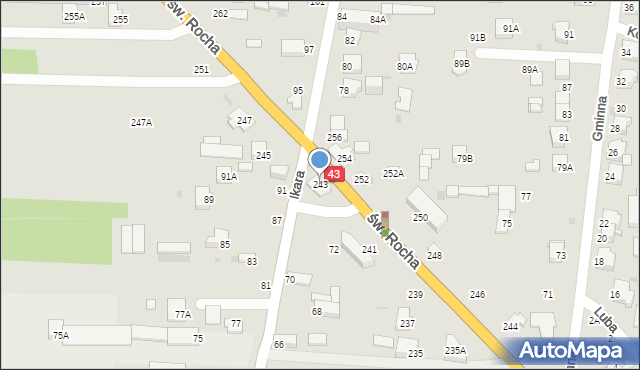 Częstochowa, św. Rocha, 243, mapa Częstochowy