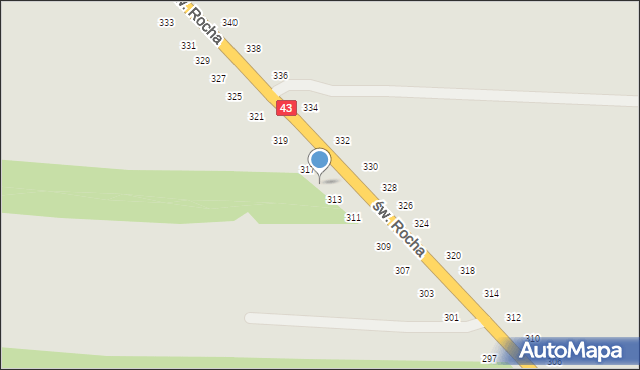 Częstochowa, św. Rocha, 315, mapa Częstochowy