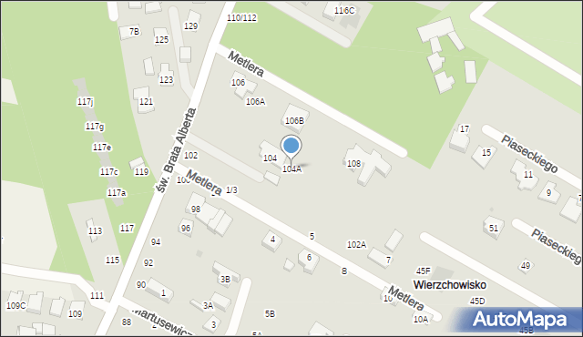 Częstochowa, św. Brata Alberta, 104A, mapa Częstochowy