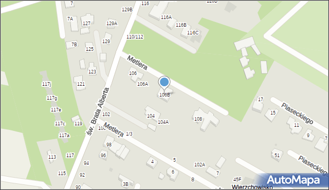 Częstochowa, św. Brata Alberta, 106B, mapa Częstochowy