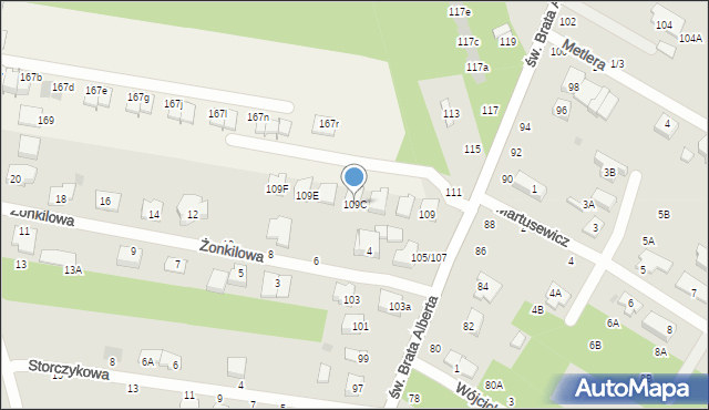 Częstochowa, św. Brata Alberta, 109C, mapa Częstochowy
