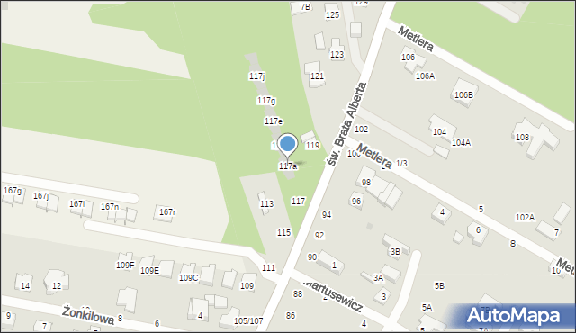 Częstochowa, św. Brata Alberta, 117a, mapa Częstochowy