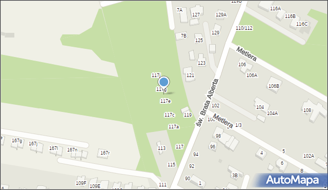 Częstochowa, św. Brata Alberta, 117f, mapa Częstochowy