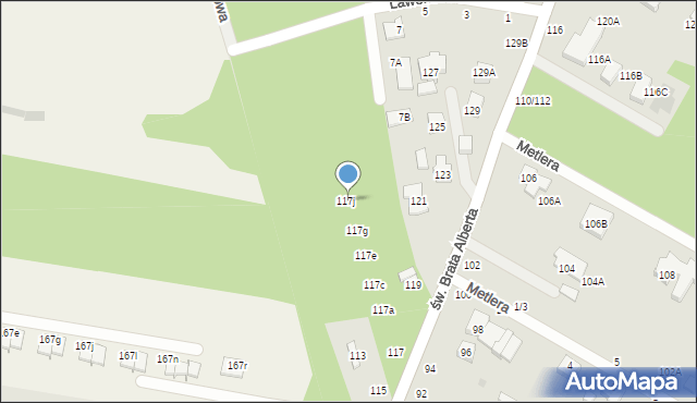 Częstochowa, św. Brata Alberta, 117j, mapa Częstochowy