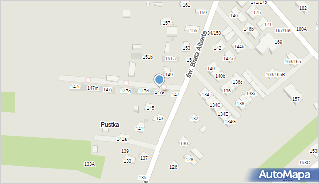 Częstochowa, św. Brata Alberta, 147a, mapa Częstochowy