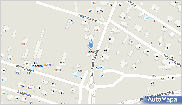 Częstochowa, św. Brata Alberta, 57/59, mapa Częstochowy