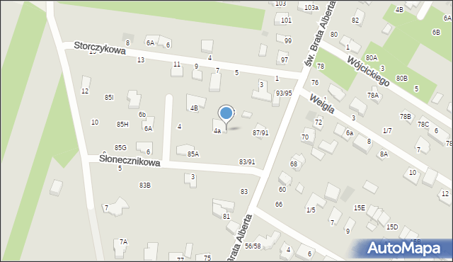 Częstochowa, św. Brata Alberta, 85B, mapa Częstochowy