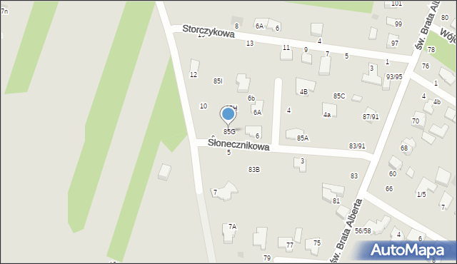 Częstochowa, św. Brata Alberta, 85G, mapa Częstochowy