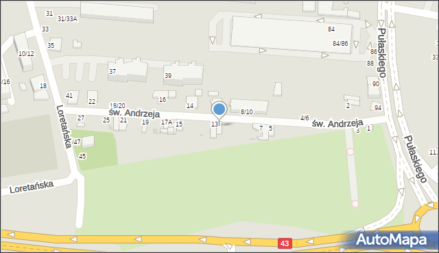 Częstochowa, św. Andrzeja, 9/11, mapa Częstochowy