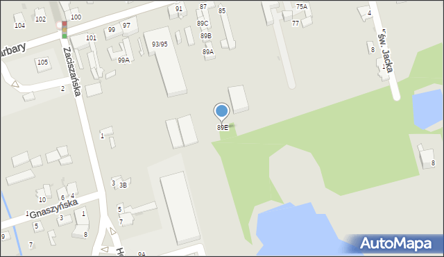 Częstochowa, św. Barbary, 89E, mapa Częstochowy