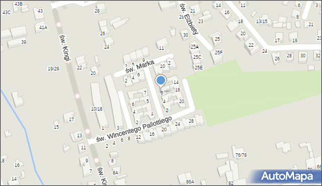 Częstochowa, św. Franciszka, 6, mapa Częstochowy