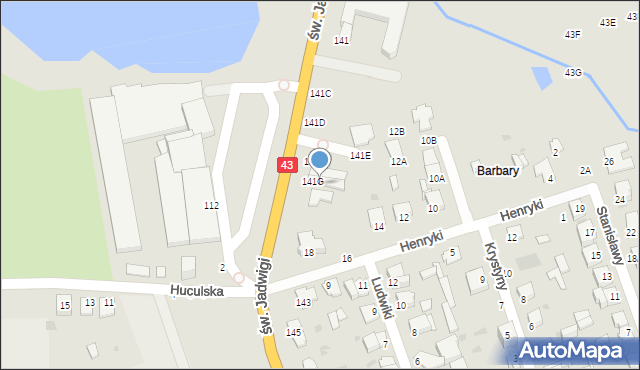 Częstochowa, św. Jadwigi, 147f, mapa Częstochowy