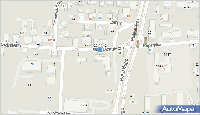 Częstochowa, św. Kazimierza, 1, mapa Częstochowy