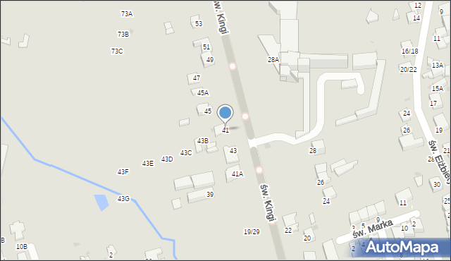 Częstochowa, św. Kingi, 43A, mapa Częstochowy