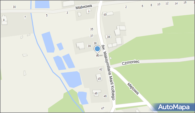 Czmoniec, św. Maksymiliana Marii Kolbego, 40, mapa Czmoniec