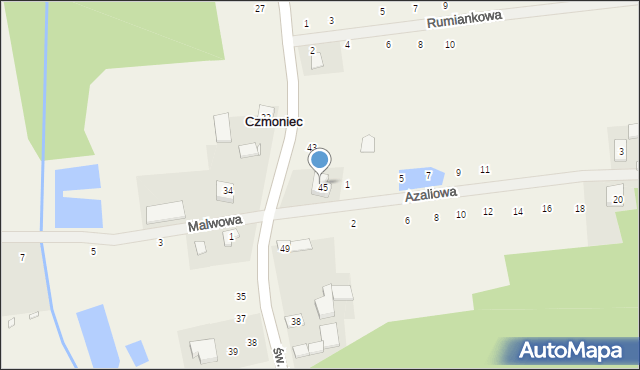 Czmoniec, św. Maksymiliana Marii Kolbego, 47, mapa Czmoniec