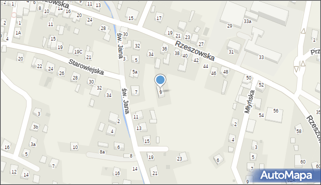 Czudec, św. Jana, 9, mapa Czudec