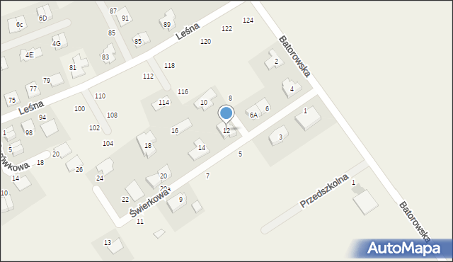 Dąbrowa, Świerkowa, 12, mapa Dąbrowa