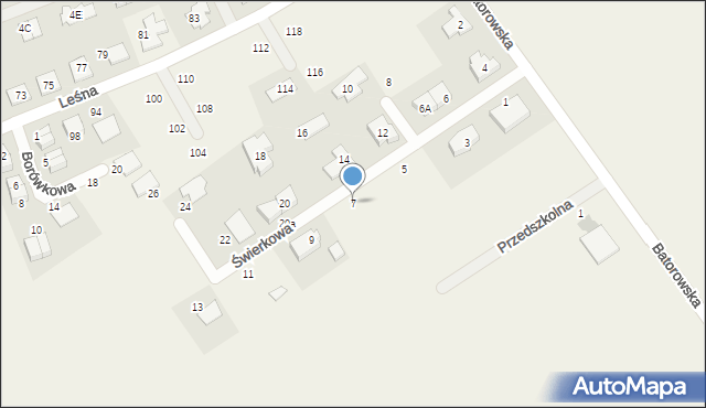 Dąbrowa, Świerkowa, 7, mapa Dąbrowa