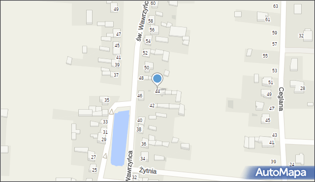 Dąbrowa, św. Wawrzyńca, 44, mapa Dąbrowa