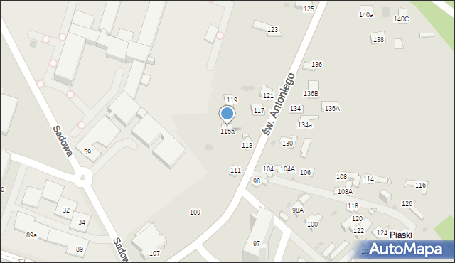 Dąbrowa Górnicza, św. Antoniego, 115a, mapa Dąbrowa Górnicza