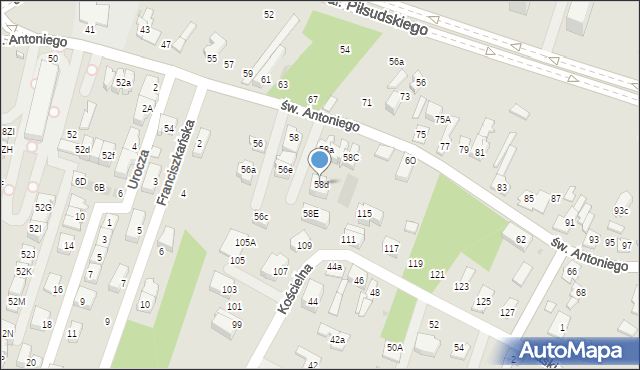 Dąbrowa Górnicza, św. Antoniego, 58d, mapa Dąbrowa Górnicza