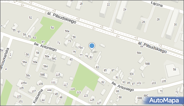 Dąbrowa Górnicza, św. Antoniego, 81b, mapa Dąbrowa Górnicza