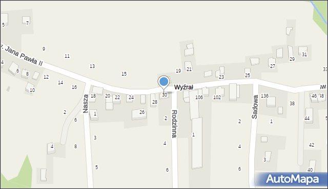 Dąbrowa Szlachecka, św. Jana Pawła II, 30, mapa Dąbrowa Szlachecka