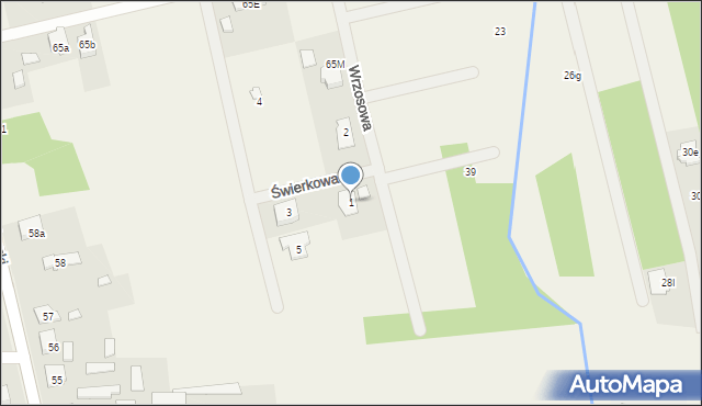 Dąbrówka, Świerkowa, 1, mapa Dąbrówka
