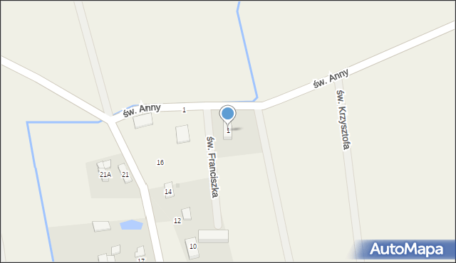 Damianowice, św. Franciszka, 1, mapa Damianowice