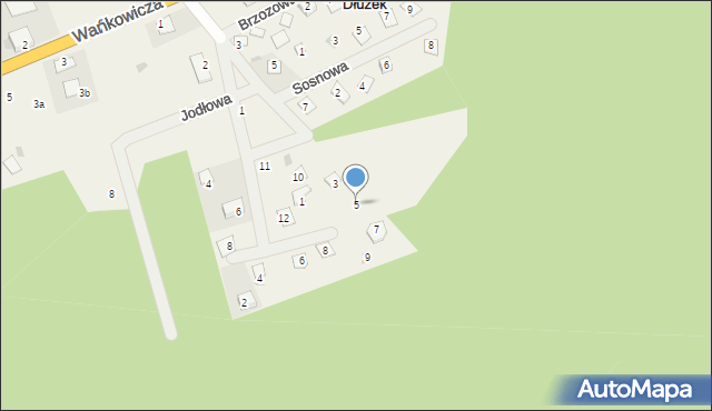 Dłużek, Świerkowa, 5, mapa Dłużek