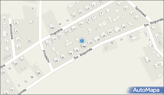 Dobrów, św. Bogumiła, 54a, mapa Dobrów