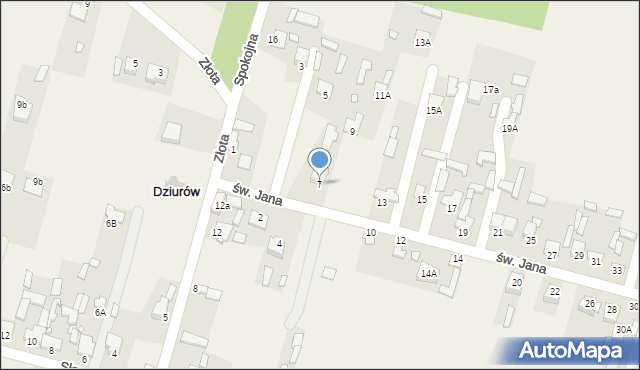 Dziurów, św. Jana, 7, mapa Dziurów