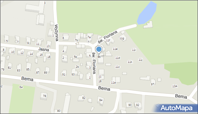 Elbląg, św. Floriana, 9b, mapa Elbląga