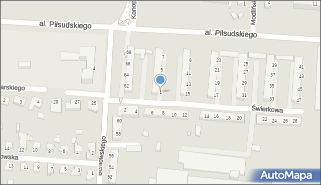 Elbląg, Świerkowa, 1, mapa Elbląga