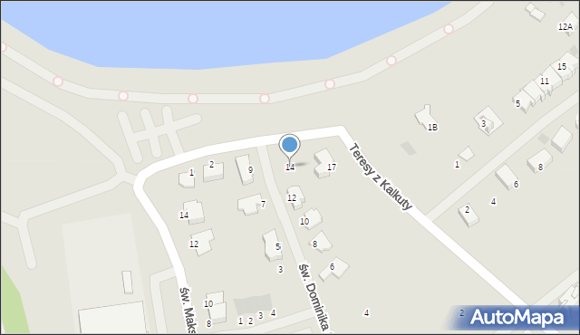 Ełk, św. Dominika Savio, 14, mapa Ełku